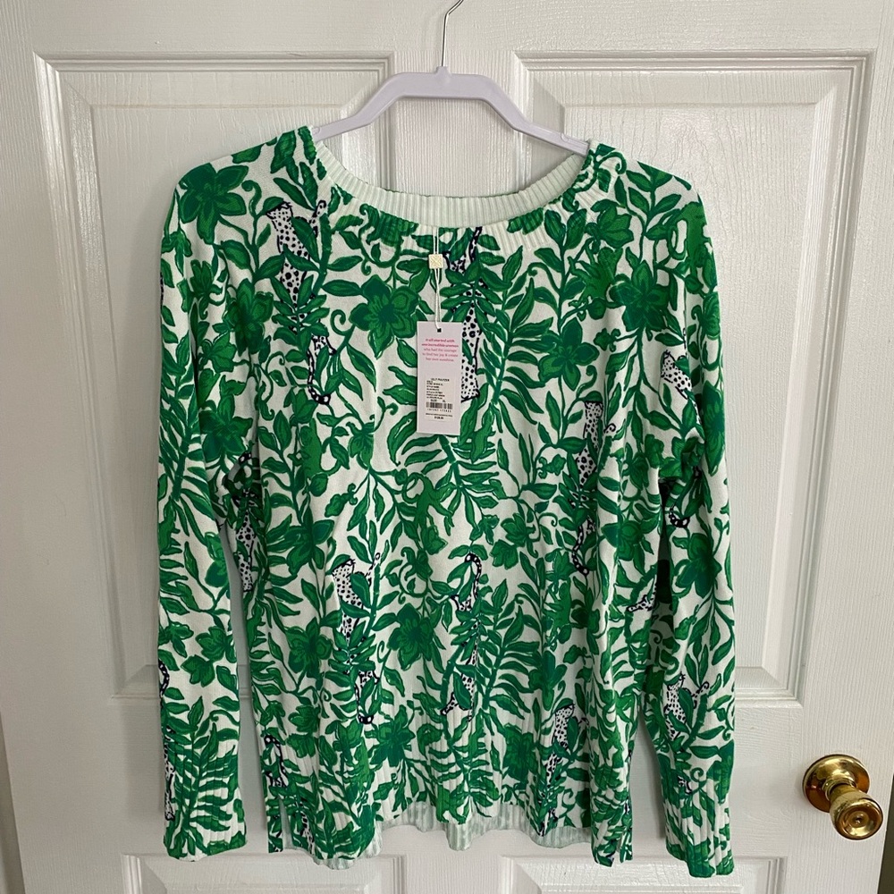 Lilly Pulitzer Salima Sweater in Fiddle Leaf Green Lil Escape Plan